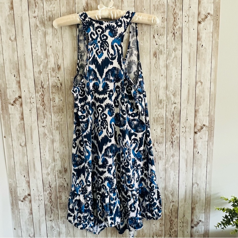 Lilly Pulitzer Hamptons Blue and White Mini Dress Flare Pima Cotton Resort Small - Picture 2 of 4